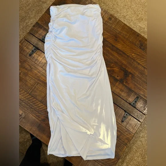 Contour Ruched Slit Midi Skirt - Picture 1 of 4